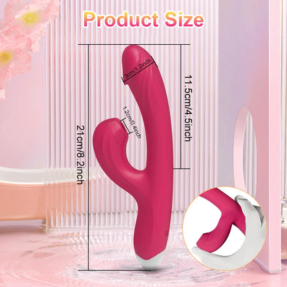 Dual-Action Vibrator: Clitoral Sucker & G-Spot Dildo