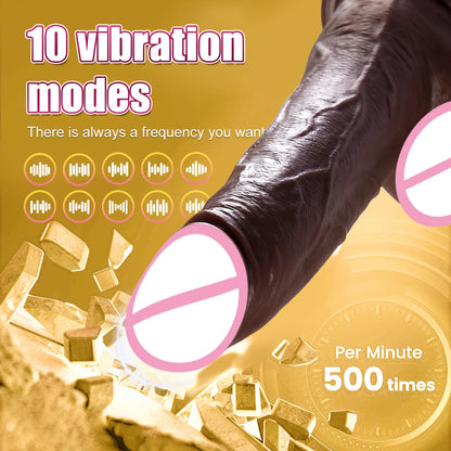 Black Heating Realistic Dildo for G-Spot Massage