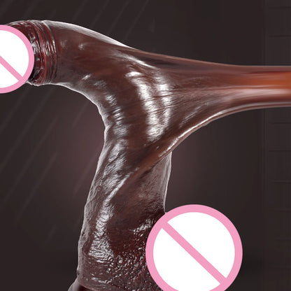 Realistic Sliding Foreskin Dildo with Testicles for Women & Strapon Play