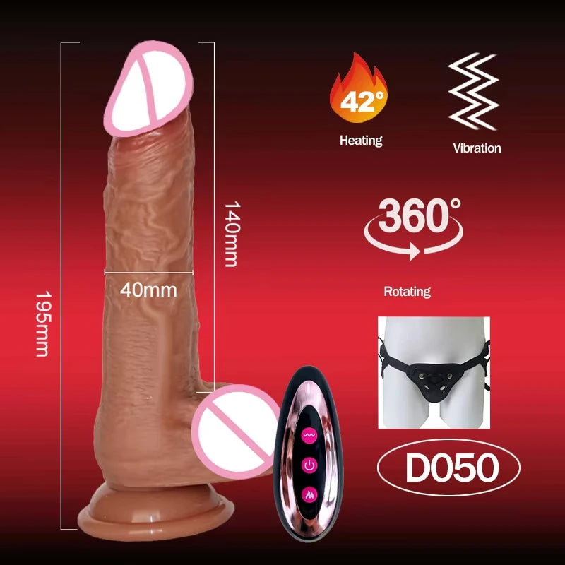 Telescopic Vibrating Realistic Dildo with Anal Plug