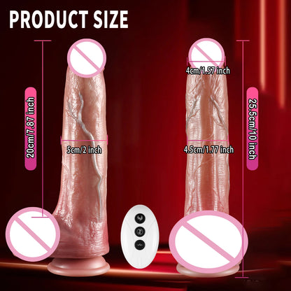 Telescopic Vibrating Realistic Dildo with Anal Plug