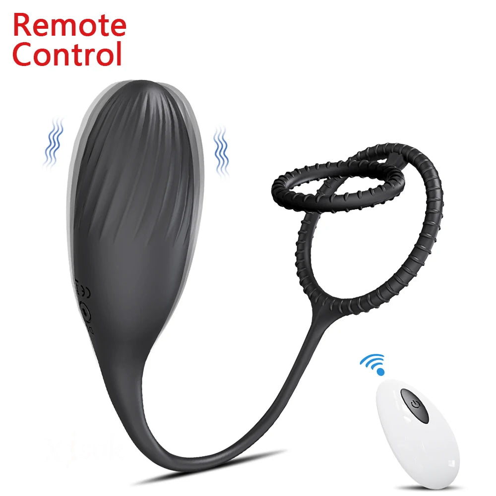 Remote Control Prostate Massager & Vibrating Butt Plug Cock Ring Combo