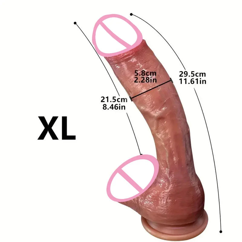 Long Realistic Huge Dildo with Butt Plug
