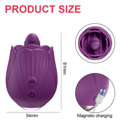 Tongue Licking Clitoral Vibrator with Nipple Stimulator for Women