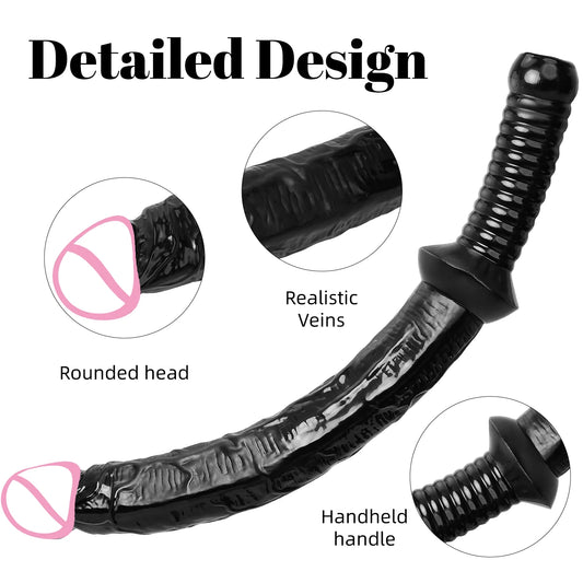 Long Silicone Dildo with Handle for Adults