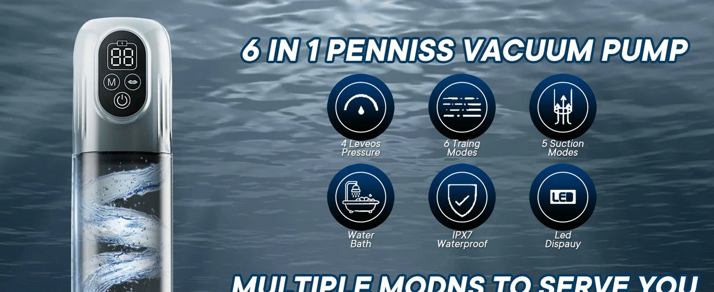 LCD Electric Penis Pump: 4 Training Pressure & 5 Suction Auto Modes