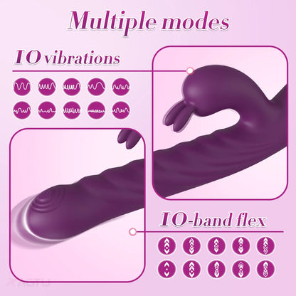 Thrusting Rabbit Vibrator for Women with G-Spot & Clitoral Stimulation