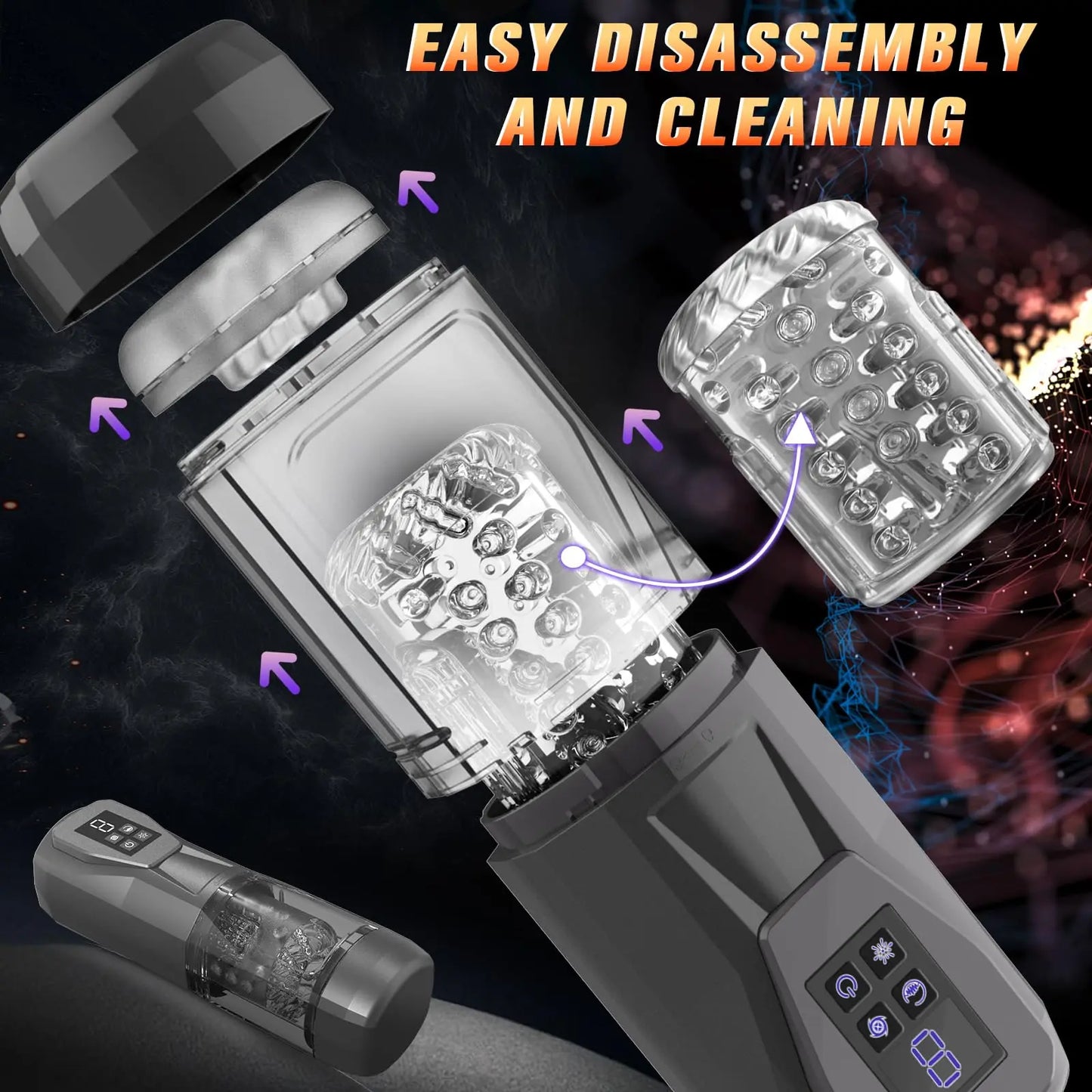 LCD Automatic Male Masturbator with 7 Vibrating Rotating Thrusting & Licking Modes