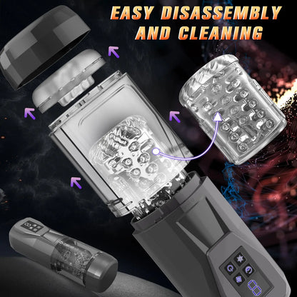 LCD Automatic Male Masturbator with 7 Vibrating Rotating Thrusting & Licking Modes