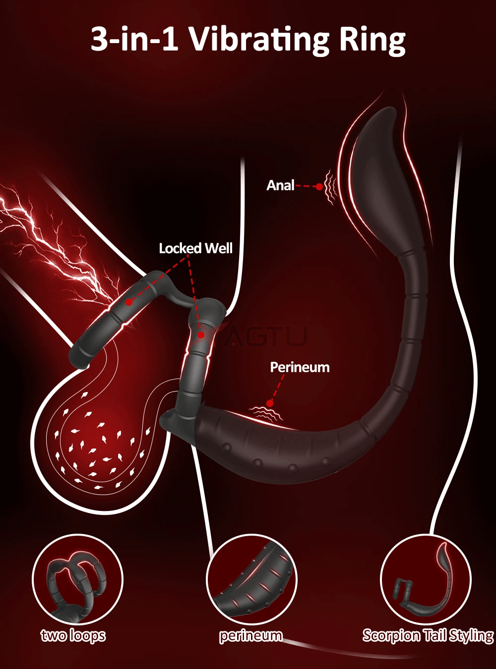 APP Control Cock Ring & Vibrating Butt Plug Prostate Massager Combo