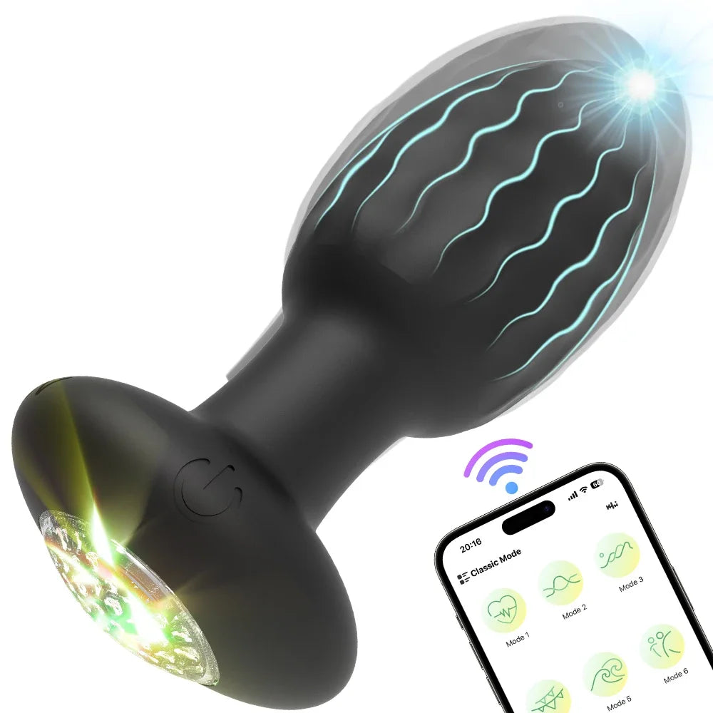 APP Control LED Vibrating Butt Plug