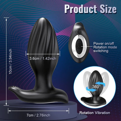 APP Controlled Rotating Butt Plug with 360° Wiggle Motion