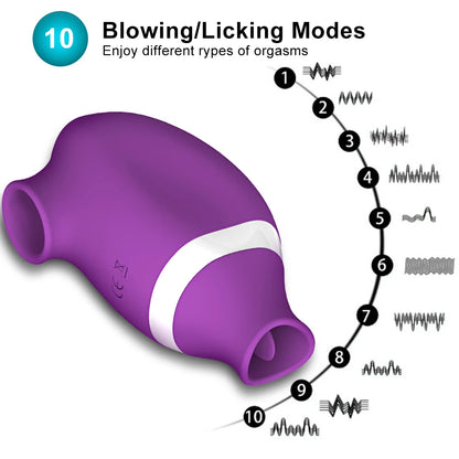 Dual Clit Sucker and Nipple Vibrator with Tongue Licking Motion