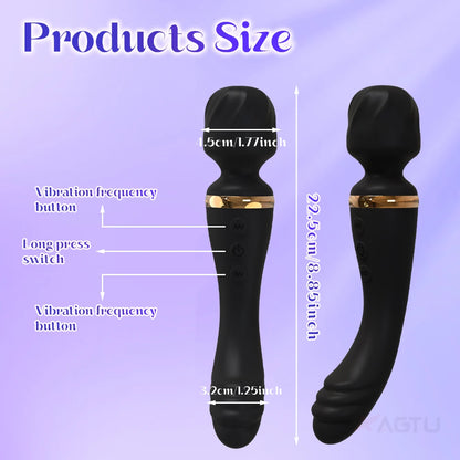 2-in-1 G-Spot and Clit Wand Vibrator with Nipple Stimulator