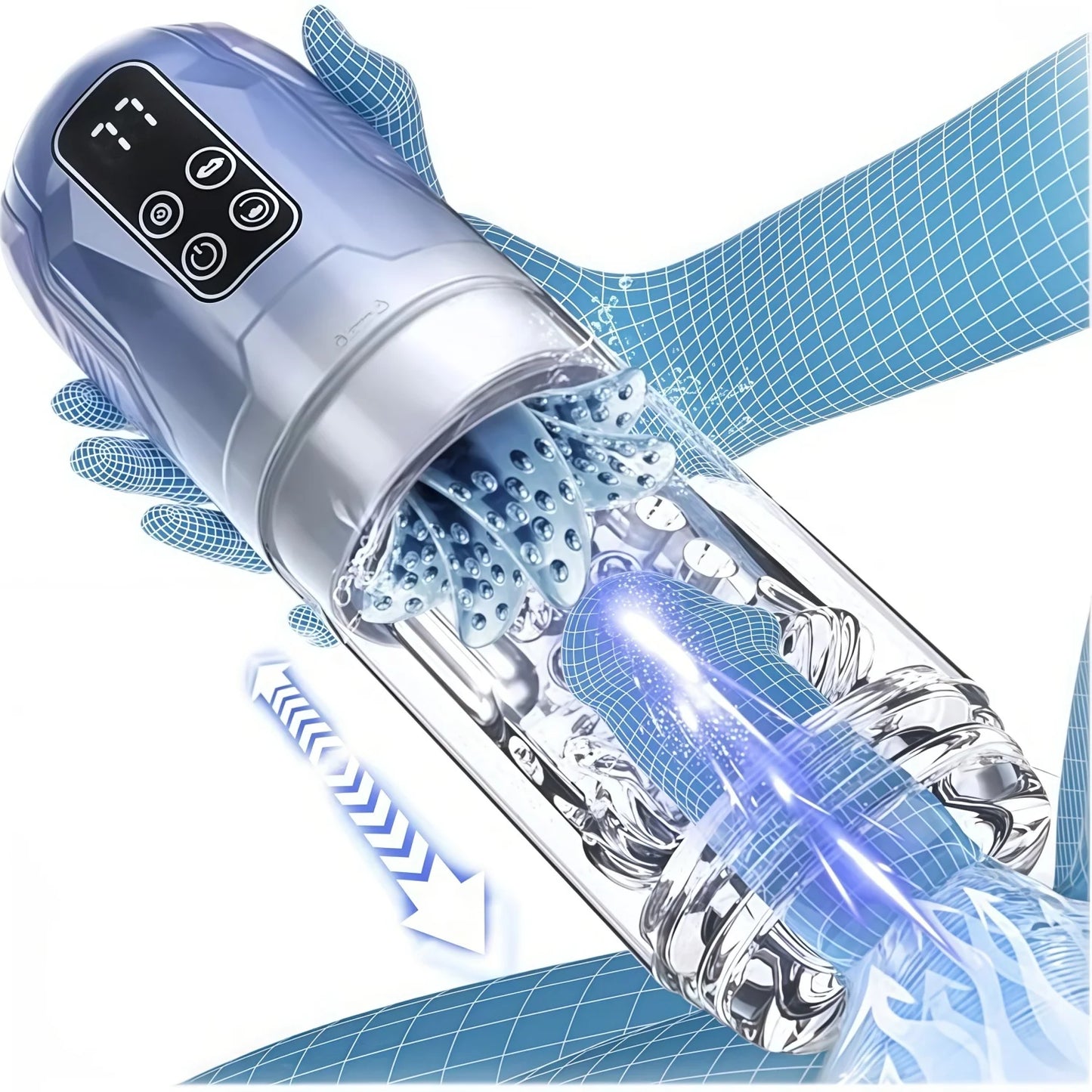 Telescopic Automatic Male Masturbator with Blowjob Suction & Vacuum Pump