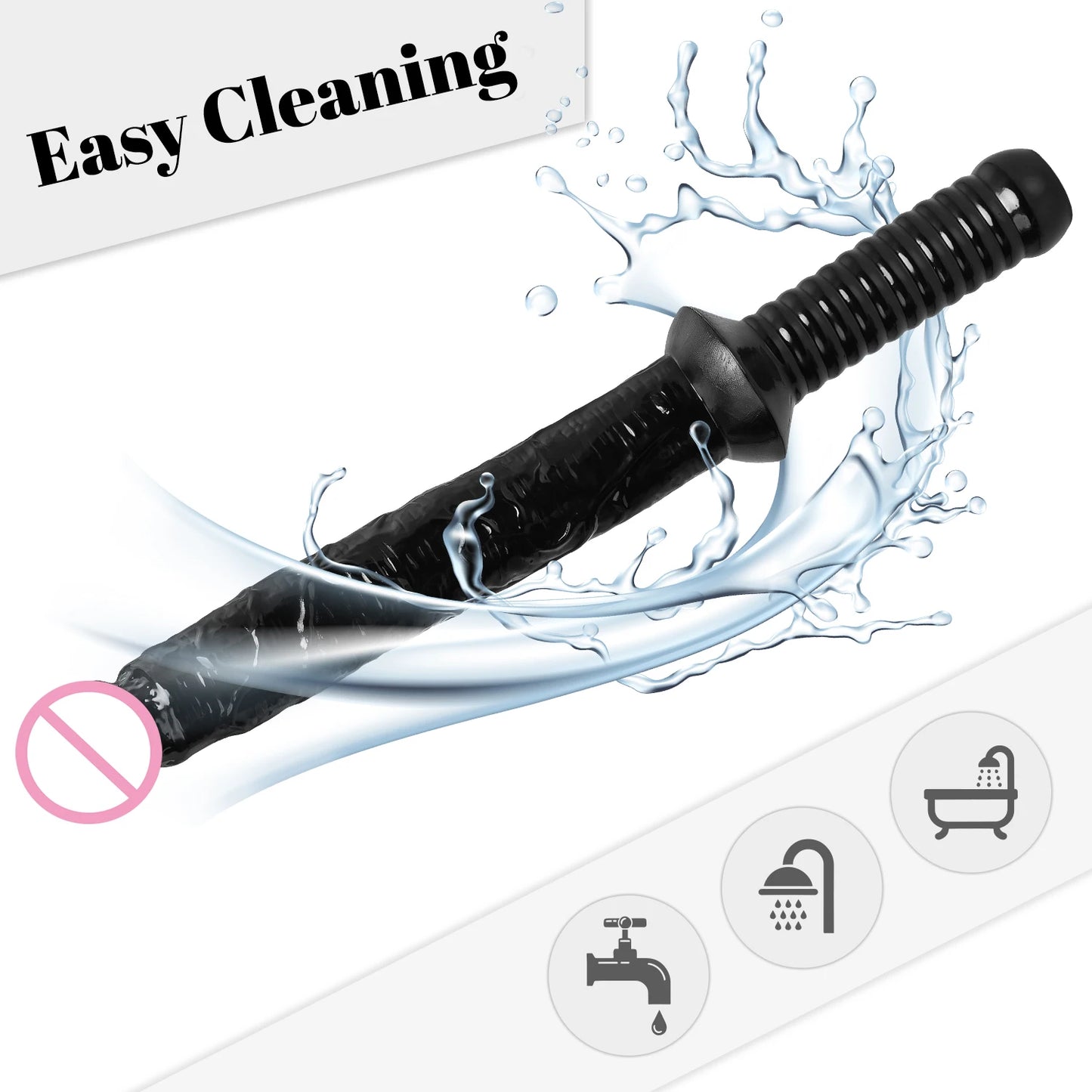 Long Silicone Dildo with Handle for Adults