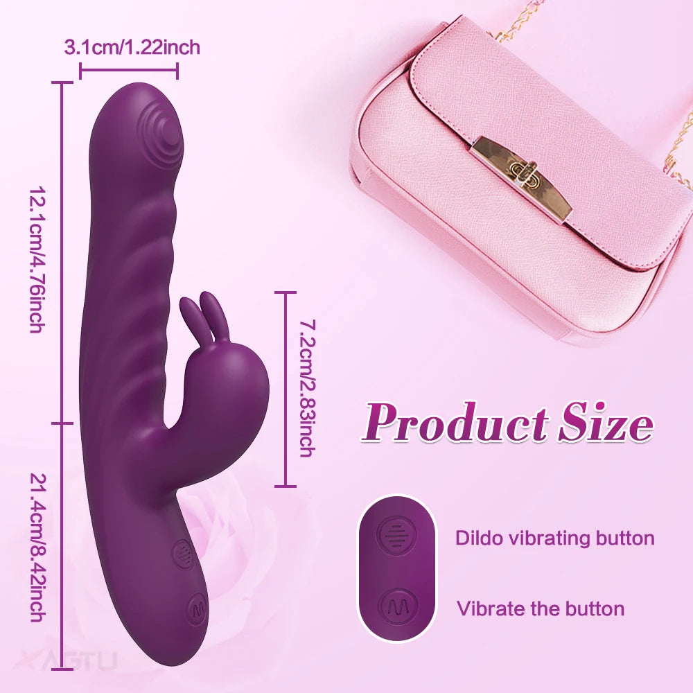 Thrusting Rabbit Vibrator for Women with G-Spot & Clitoral Stimulation