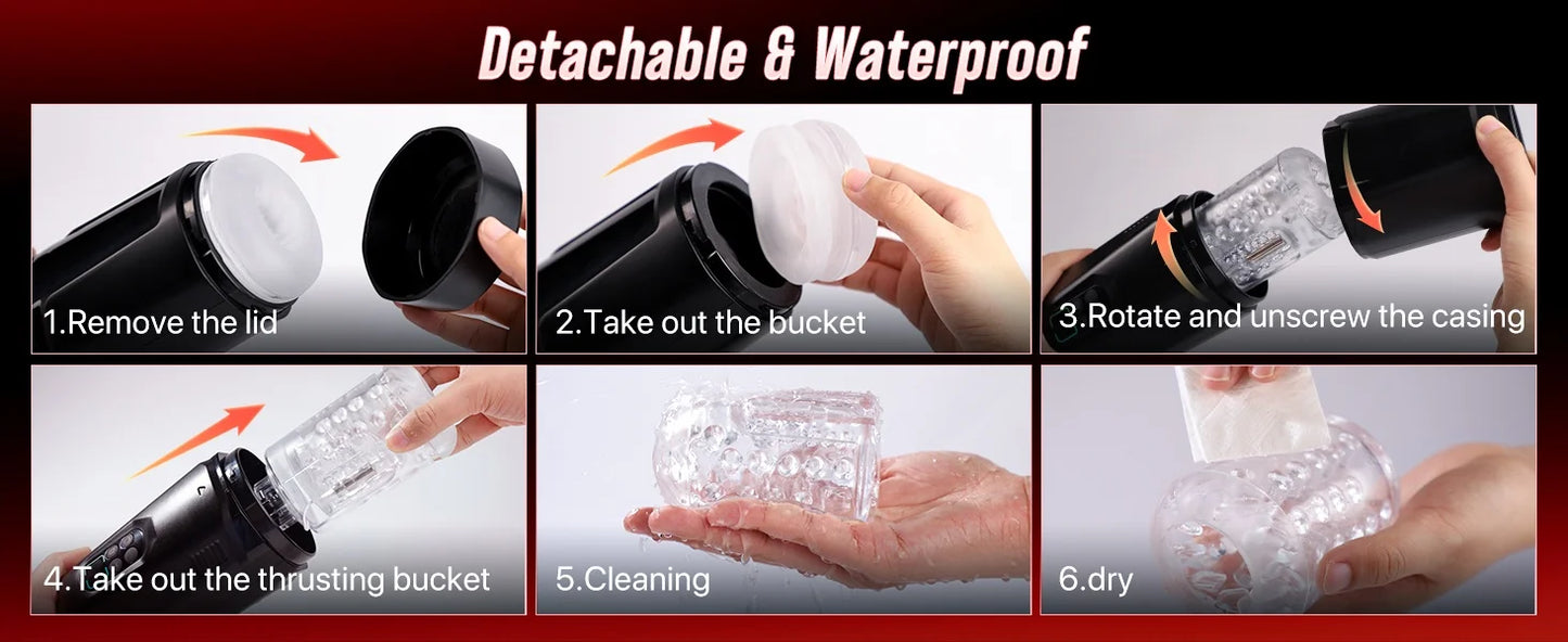 AI Sync Automatic Thrusting Rotation Male Masturbator with LCD Display