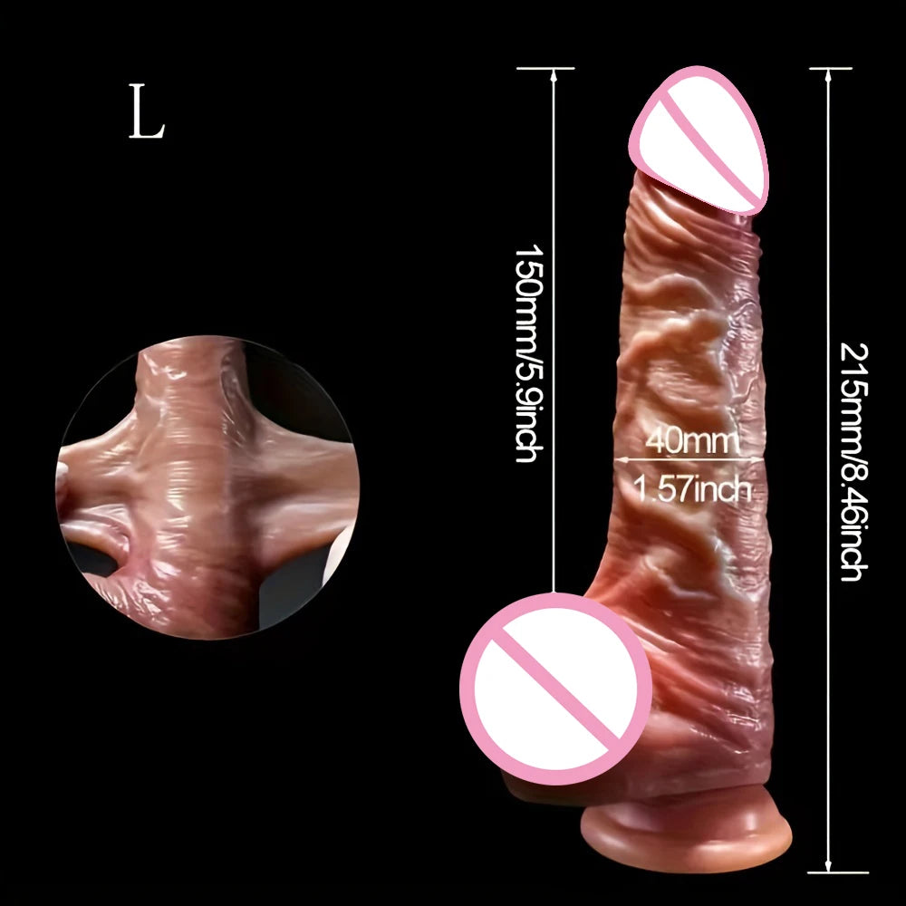 Realistic Pushing Dildo with Sliding Foreskin & Balls for Women & Anal