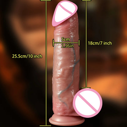 2-in-1 Realistic Dildo - Sliding Foreskin & Ejaculation for Deep Penetration