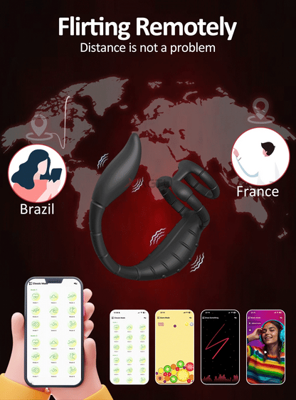APP Control Cock Ring & Vibrating Butt Plug Prostate Massager Combo