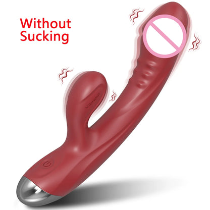 Dual-Action Vibrator: Clitoral Sucker & G-Spot Dildo