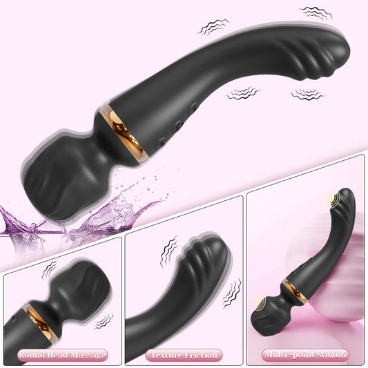 2-in-1 G-Spot and Clit Wand Vibrator with Nipple Stimulator