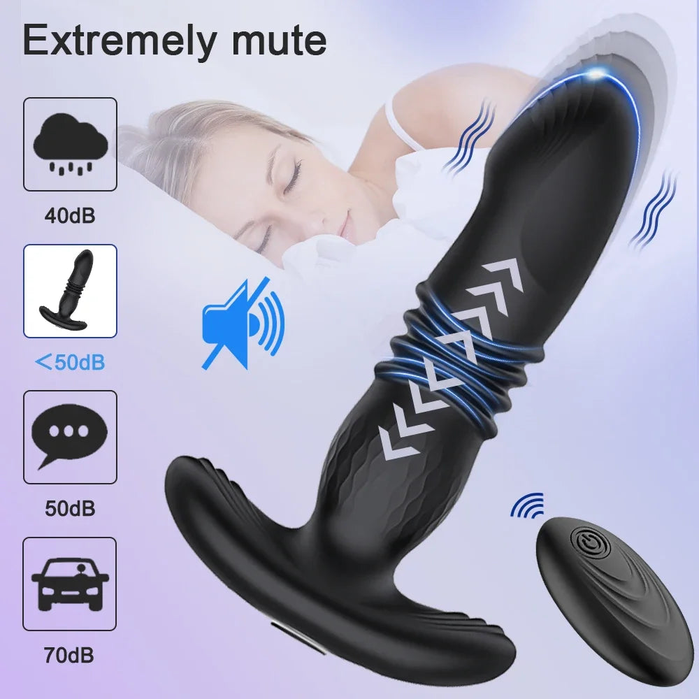 Thrusting Anal Vibrator for Men: Remote Telescopic Prostate Massager