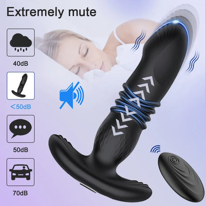 Thrusting Anal Vibrator for Men: Remote Telescopic Prostate Massager