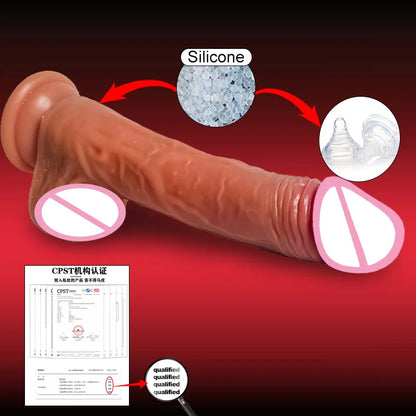 Telescopic Vibrating Realistic Dildo with Anal Plug