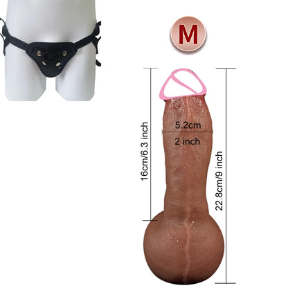 3-Size Realistic Skin-Feel Dildo with Anal Plug