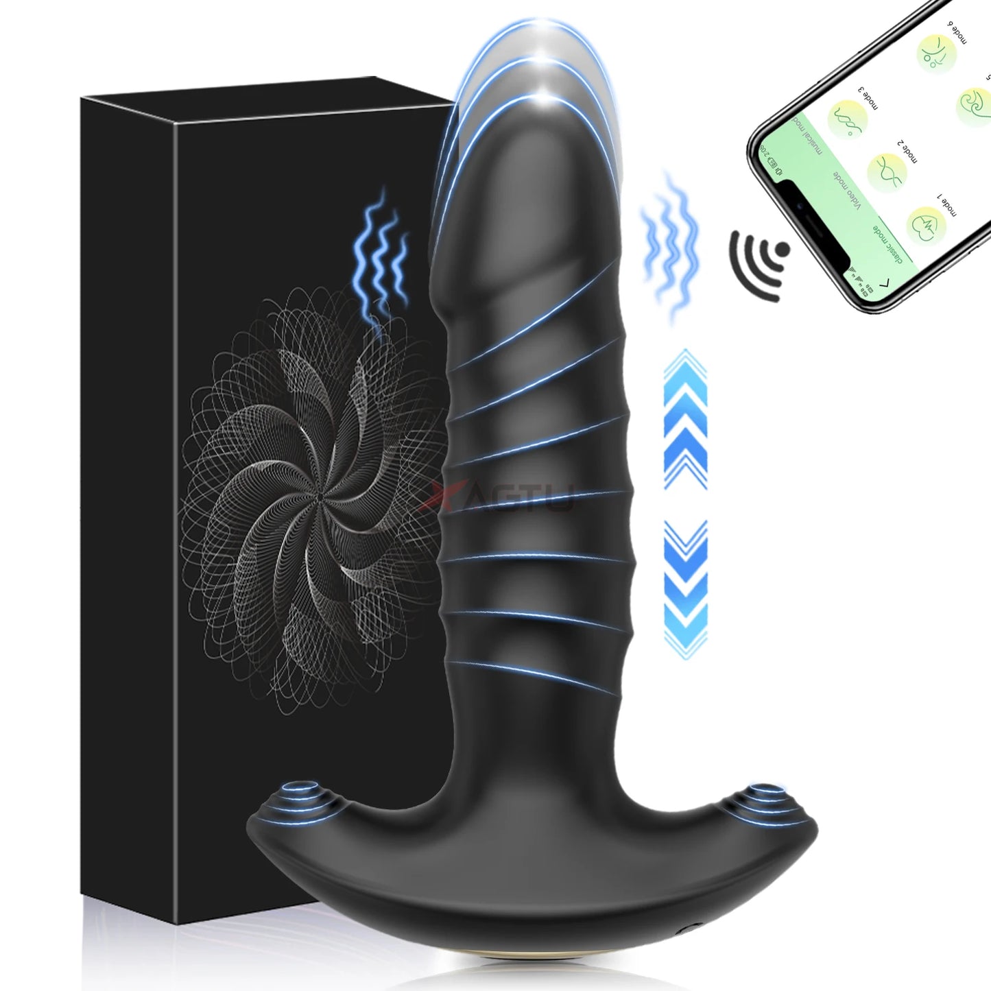 Thrusting Anal Vibrator for Men: Remote Telescopic Prostate Massager