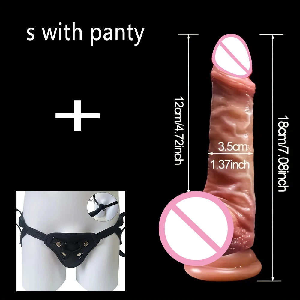 Realistic Pushing Dildo with Sliding Foreskin & Balls for Women & Anal