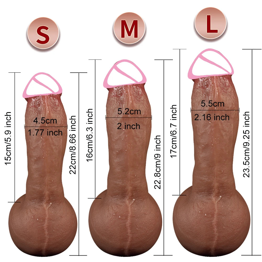 3-Size Realistic Skin-Feel Dildo with Anal Plug