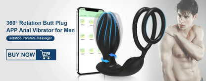 360° Rotation APP Butt Plug with LED & Wiggle Prostate Massager