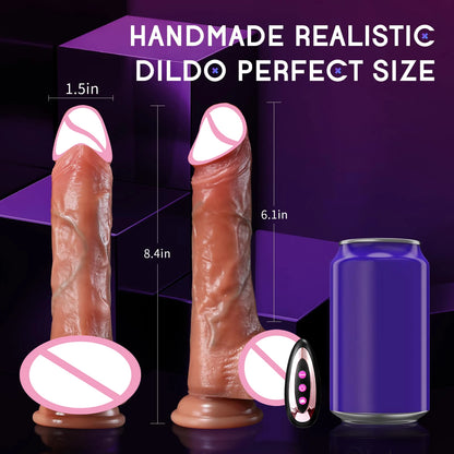 Heating Realistic Dildo with Vibration & Anal Plug