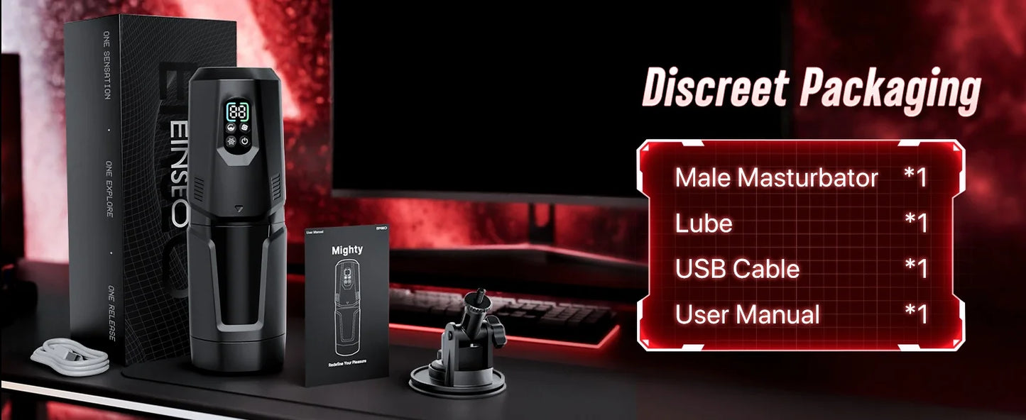 AI Sync Automatic Thrusting Rotation Male Masturbator with LCD Display