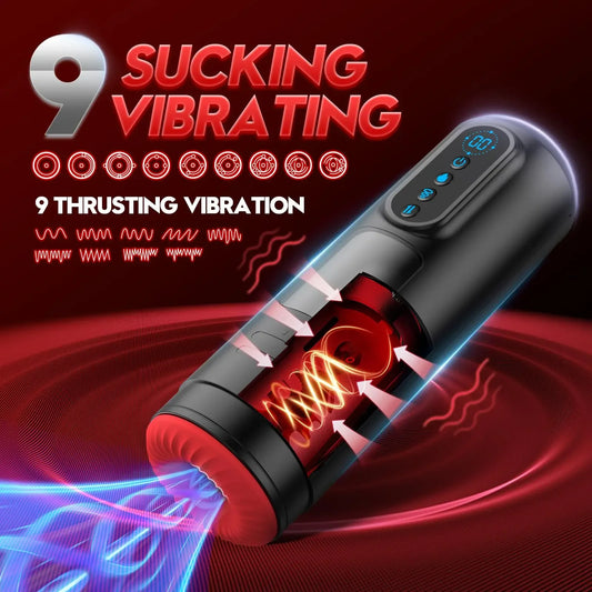 LCD Display Automatic Heating Male Masturbator with Thrusting & Suction