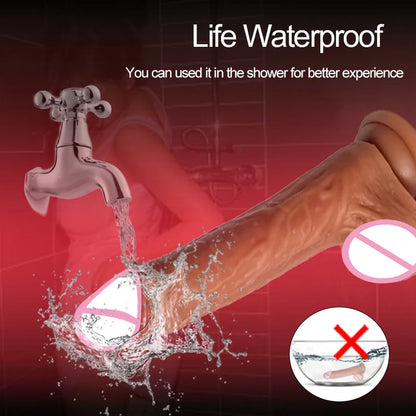 Telescopic Vibrating Realistic Dildo with Anal Plug