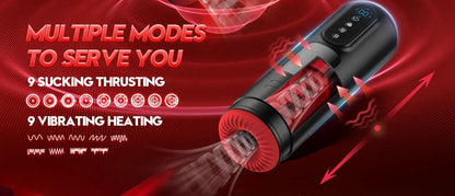 LCD Display Automatic Heating Male Masturbator with Thrusting & Suction
