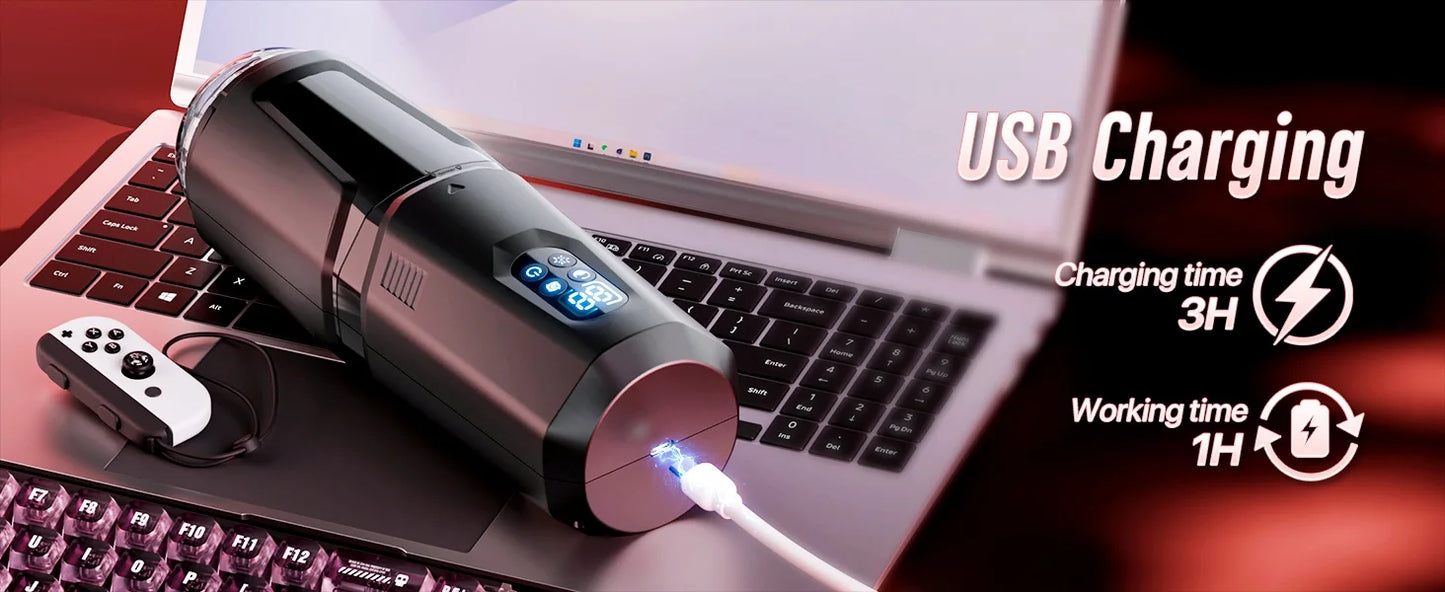 AI Sync Automatic Thrusting Rotation Male Masturbator with LCD Display