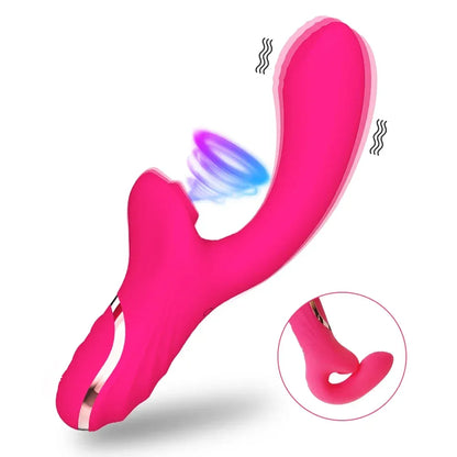 Pink silicone personal massager with vibrating and swirling features, Amortoys collection.