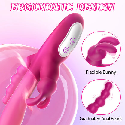 3-in-1 Rabbit Vibrator for G-Spot and Anal Pleasure
