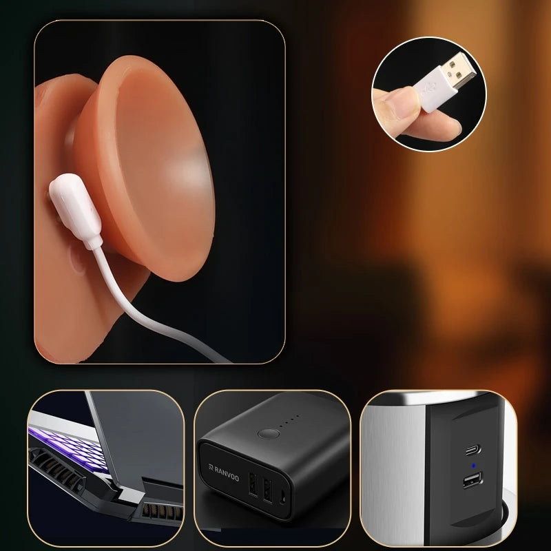 Telescopic Realistic Dildo with Big Penis & Anal Plug