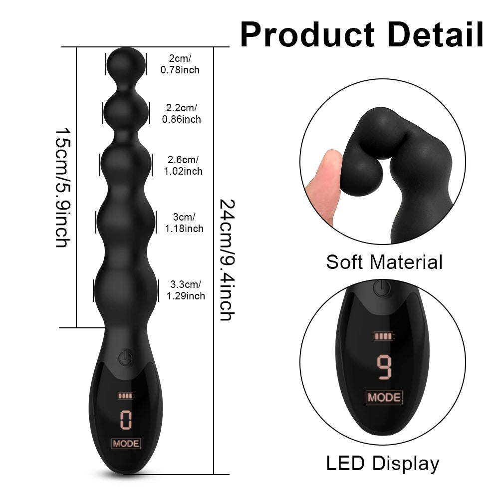Anal Beads & Butt Plug with LED Screen for G-Spot Stimulation