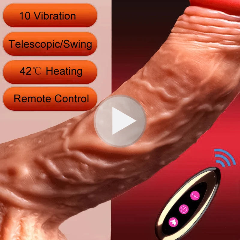 Telescopic Vibrating Realistic Dildo with Anal Plug