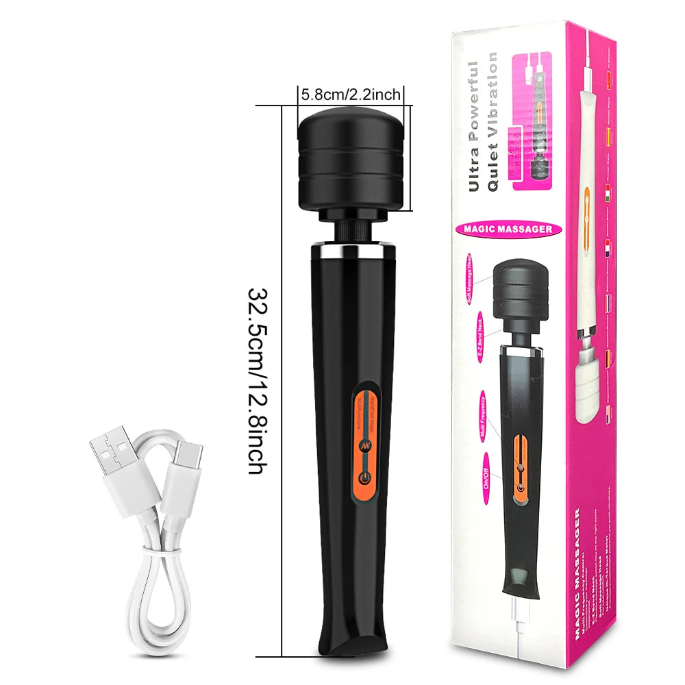 Large Wand Massager for Full-Body Clitoral and Nipple Stimulation