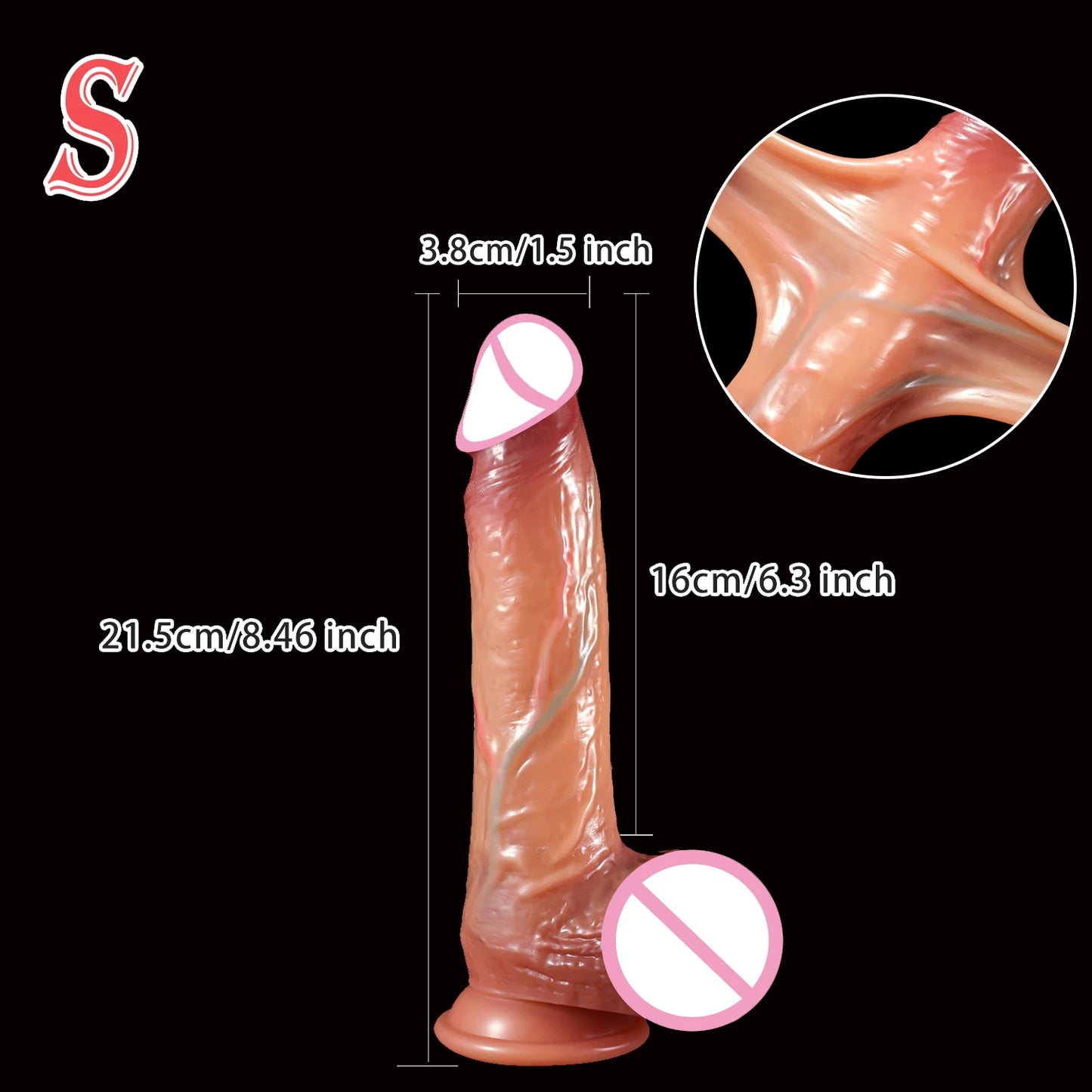 Realistic Sliding Foreskin Dildo with Testicles for Women & Strapon Play