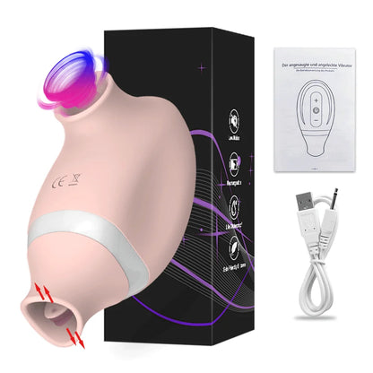 Dual Clit Sucker and Nipple Vibrator with Tongue Licking Motion