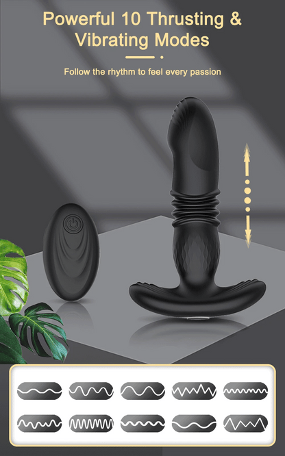 Thrusting Anal Vibrator for Men: Remote Telescopic Prostate Massager